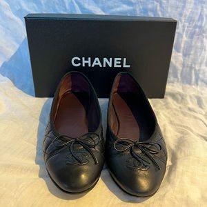 Chanel Ballerina Flats 🖤 Authentic, Black Quilted Calfskin Leather